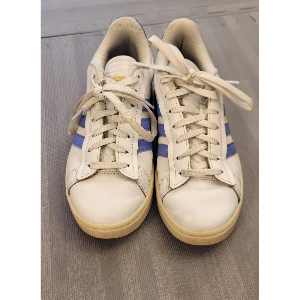 Adidas‎ Grand Court White Blue Stripes Low Top Sneakers GW9213 Womens 6.5